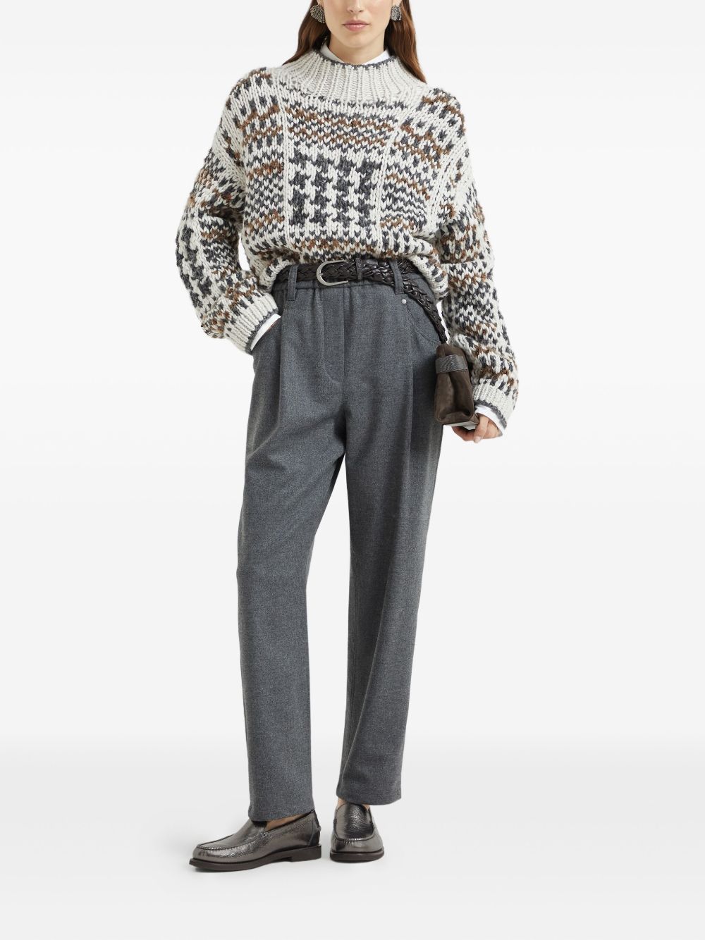 Brunello Cucinelli Pleated Wool-Cashmere Trousers Grey Grey