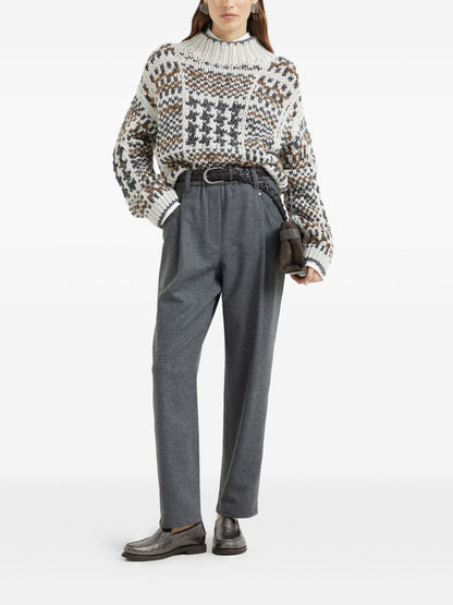 Brunello Cucinelli Pleated Wool-Cashmere Trousers Grey Grey