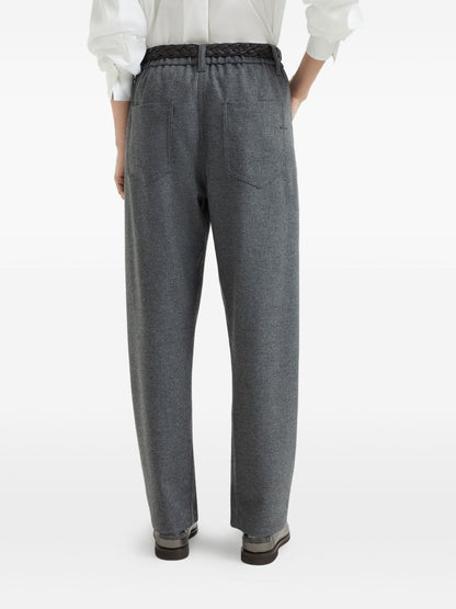 Brunello Cucinelli Pleated Wool-Cashmere Trousers Grey Grey
