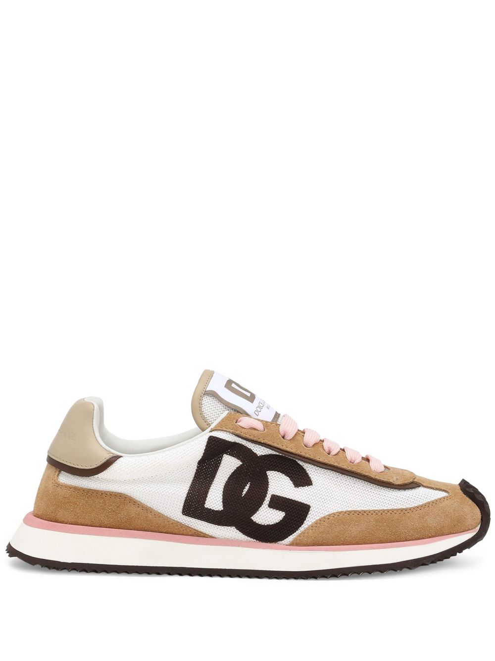 Dolce & Gabbana DG Cushion Suede Panelled Lace-Up Sneakers Beige