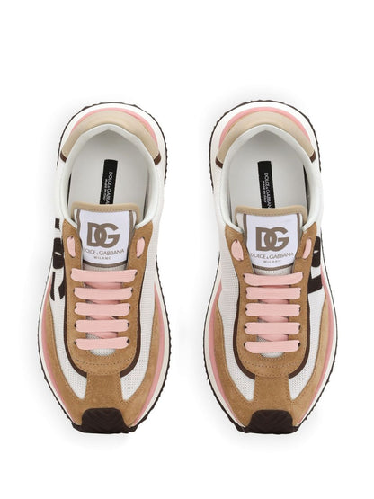 Dolce &amp; Gabbana DG Cushion Suede Panelled Lace-Up Sneakers Beige