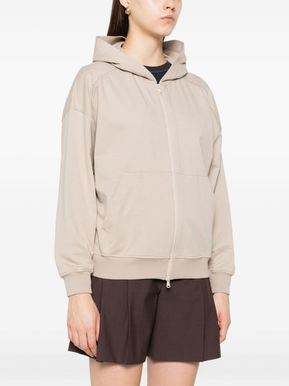 Brunello Cucinelli Monili Chain-Detail Zip-Front Hoodie Beige