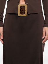 Tom Ford Pencil Satin Midi Skirt in Dark Brown
