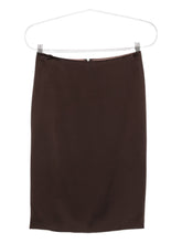 Tom Ford Pencil Satin Midi Skirt in Dark Brown