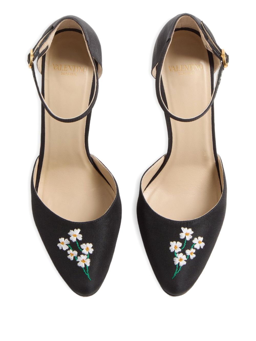 Valentino Garavani Hi Dolly 105mm Floral Embroidered Silk Pumps Black