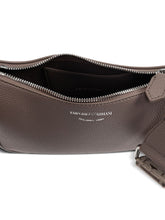 Emporio Armani Pebbled Leather Baguette Shoulder Bag Dove Grey