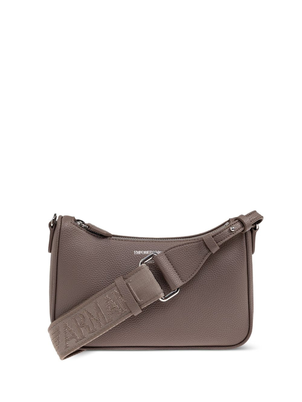 Emporio Armani Pebbled Leather Baguette Shoulder Bag Dove Grey