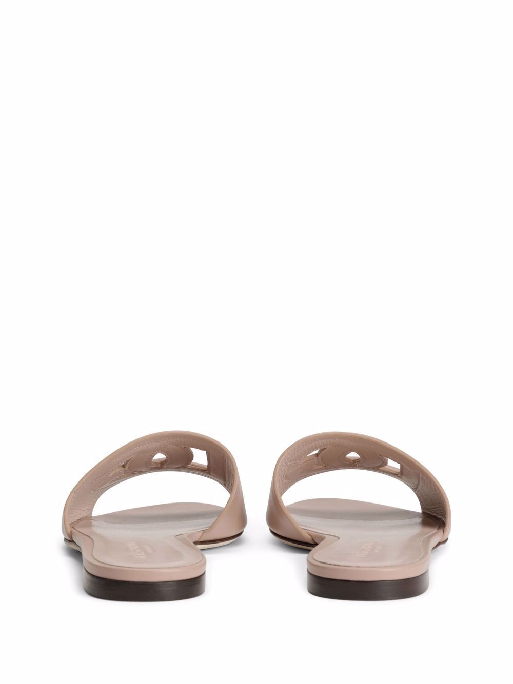Dolce &amp; Gabbana Powder Pink Calf Leather Cut-Out Flat Sandals Powder