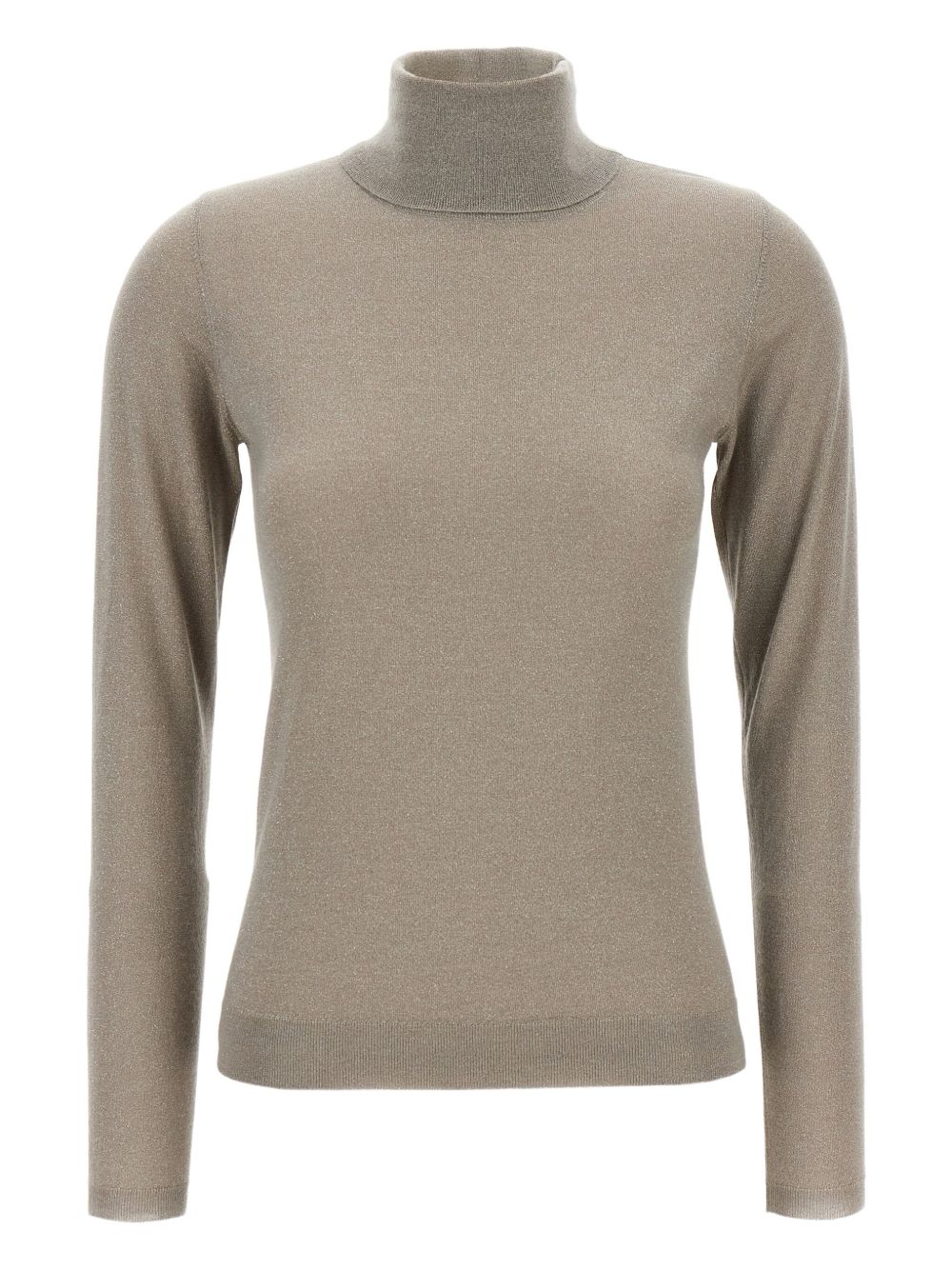 Brunello Cucinelli Cashmere-Silk Ribbed Turtleneck Sweater Dove Grey