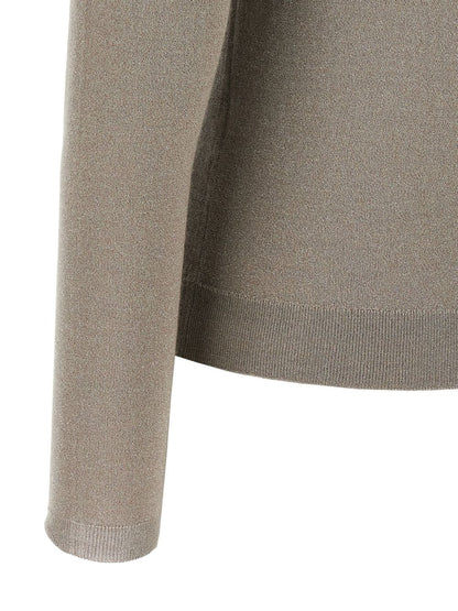 Brunello Cucinelli Cashmere-Silk Ribbed Turtleneck Sweater Dove Grey