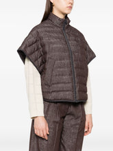 Brunello Cucinelli Quilted Down Zip-Front Short-Sleeve Jacket Brown