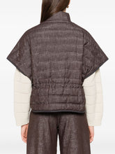 Brunello Cucinelli Quilted Down Zip-Front Short-Sleeve Jacket Brown