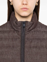 Brunello Cucinelli Quilted Down Zip-Front Short-Sleeve Jacket Brown