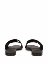 Dolce & Gabbana DG Millennials Logo Black Calf Leather Slides Black