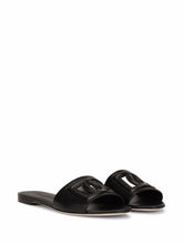 Dolce & Gabbana DG Millennials Logo Black Calf Leather Slides Black