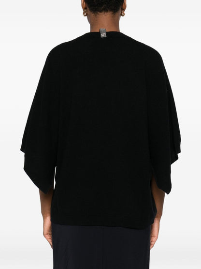 Fabiana Filippi Batwing-Sleeve Cashmere Wool Top Black