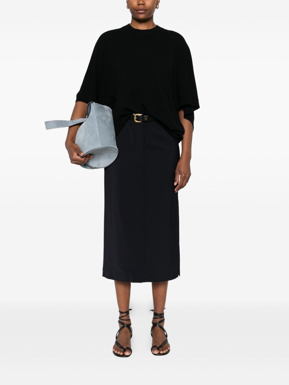 Fabiana Filippi Batwing-Sleeve Cashmere Wool Top Black