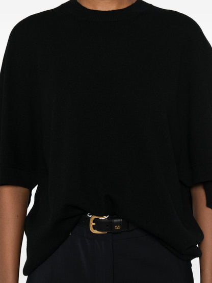 Fabiana Filippi Batwing-Sleeve Cashmere Wool Top Black