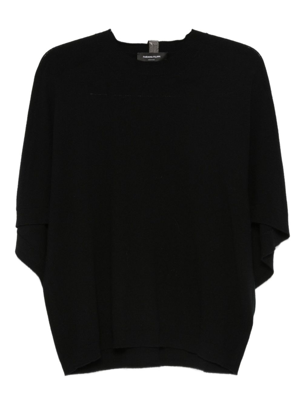 Fabiana Filippi Batwing-Sleeve Cashmere Wool Top Black