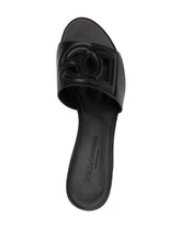 Dolce & Gabbana Cut-Out DG Logo 40mm Block Heel Leather Sandals Black black