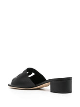 Dolce & Gabbana Cut-Out DG Logo 40mm Block Heel Leather Sandals Black black