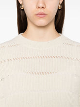 Brunello Cucinelli Open-Knit Striped Cashmere and Wool Sweater Beige
