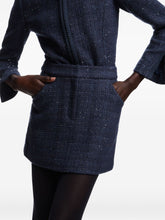 Emporio Armani Dark Blue Tweed Wool-Blend Mini Skirt with Sequin Embellishment Blue