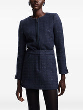 Emporio Armani Dark Blue Tweed Wool-Blend Mini Skirt with Sequin Embellishment Blue