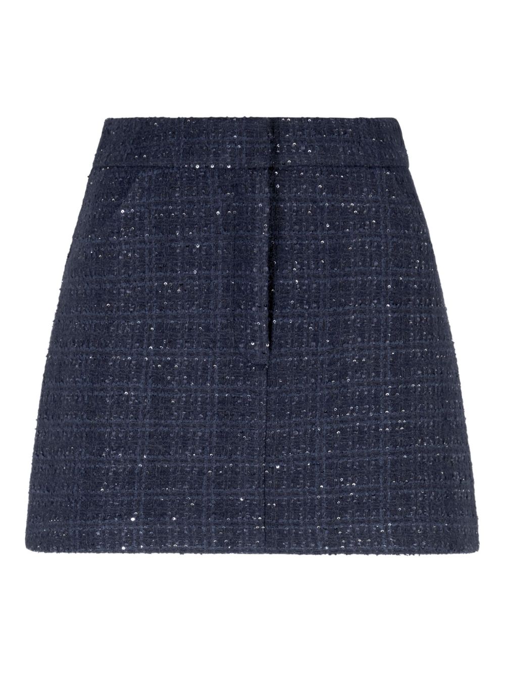 Emporio Armani Dark Blue Tweed Sequin Mini Skirt Blue