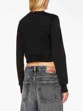 Diesel Cut-Out Cropped Cotton-Blend Sweatshirt Black