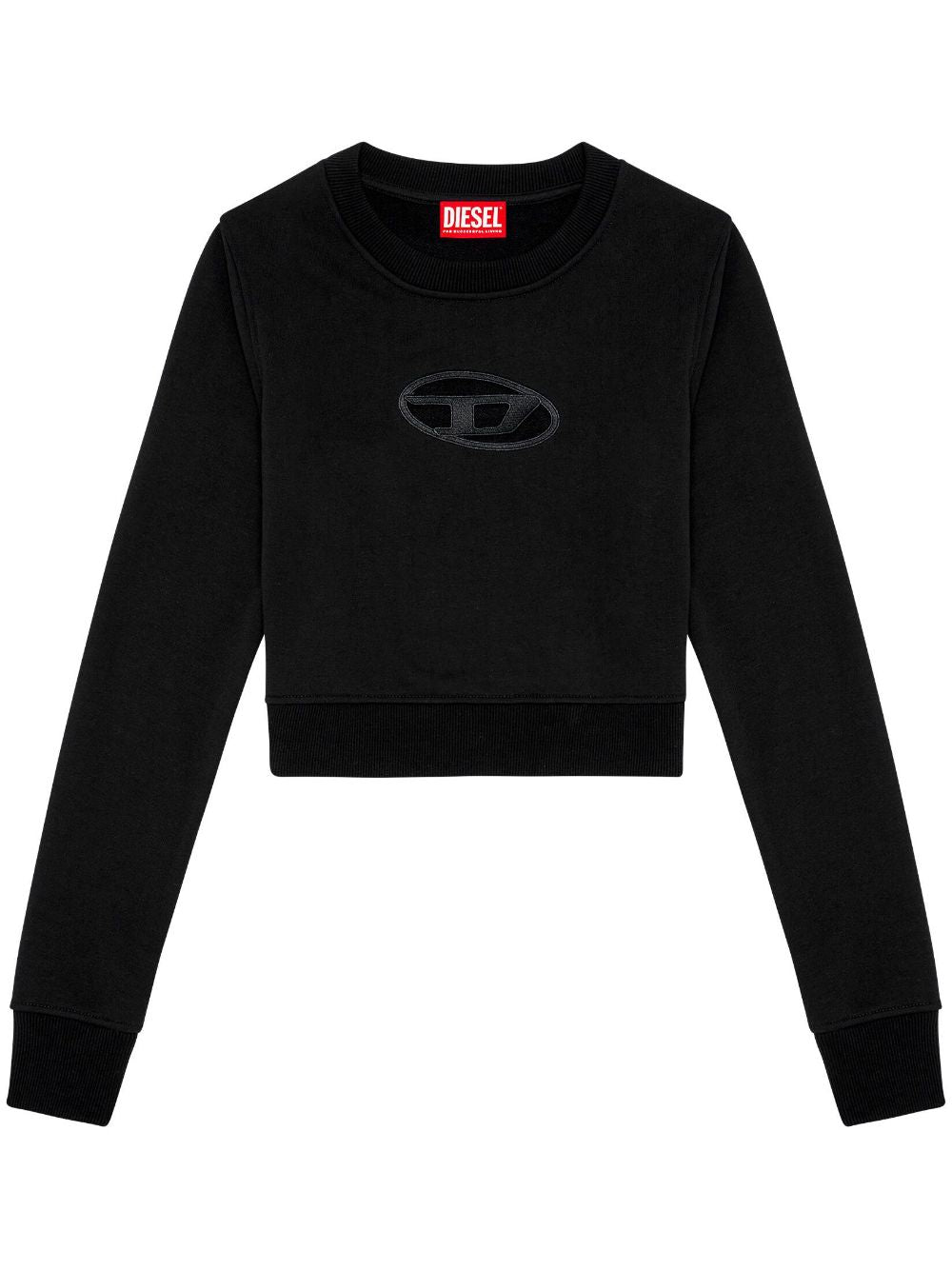 Diesel Cut-Out Cropped Cotton-Blend Sweatshirt Black