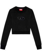 Diesel Cut-Out Cropped Cotton-Blend Sweatshirt Black