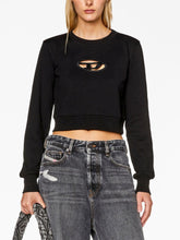 Diesel Cut-Out Cropped Cotton-Blend Sweatshirt Black