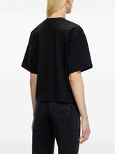 Diesel Cropped Organic Cotton T-shirt with Oval D Logo Black Black