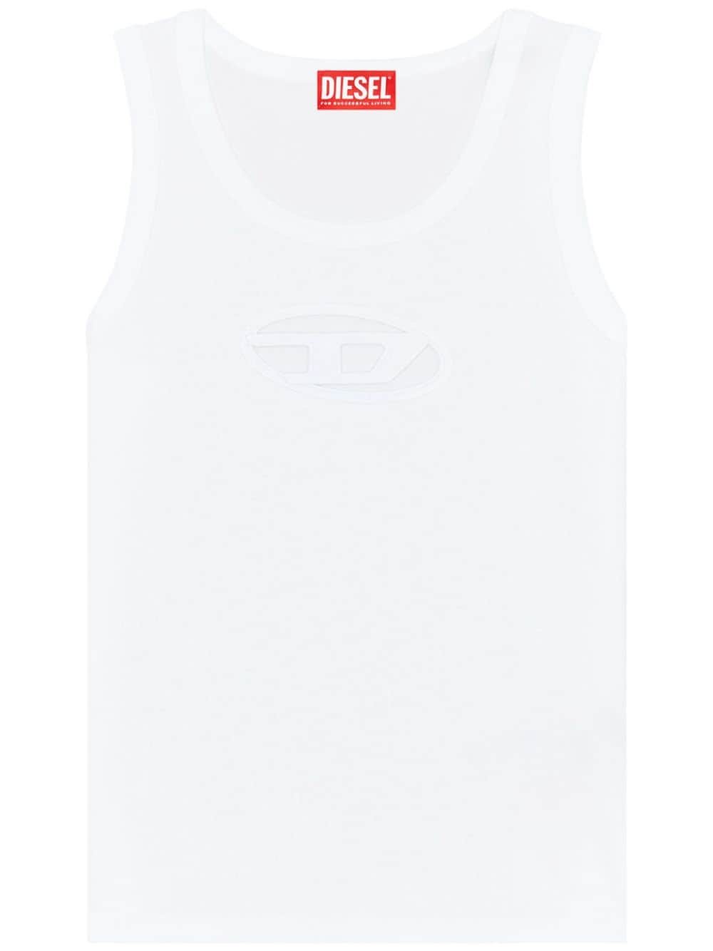 Diesel Oval D Plaque Organic Cotton Jersey Tank White