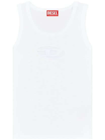Diesel Oval D Plaque Organic Cotton Jersey Tank White