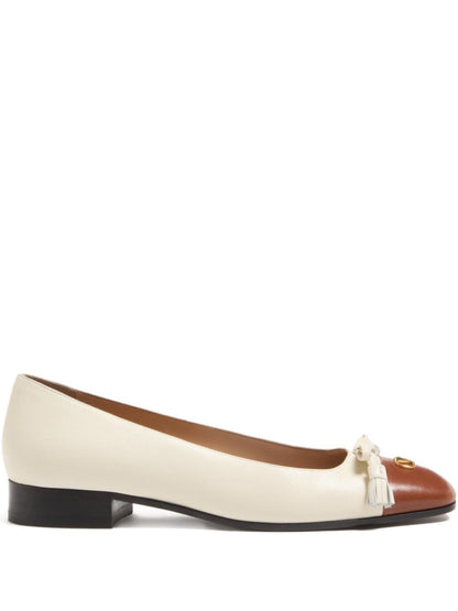 Valentino Garavani Valet Du Roi 25mm Ballerina With Gold-Tone Accent White