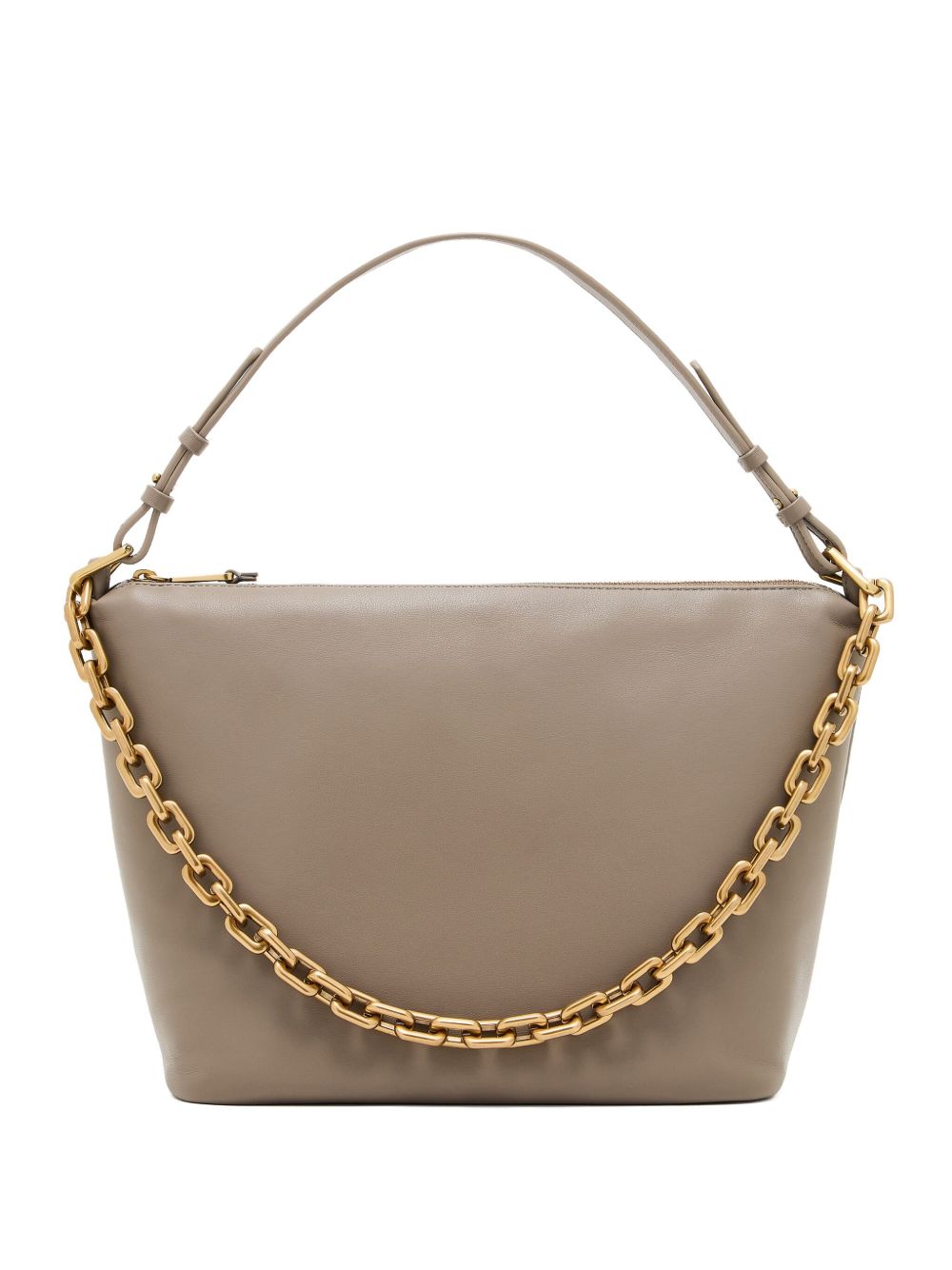 Emporio Armani Medium Leather Hobo Bag with Chain Dove Grey