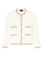 Emporio Armani Fringe-Trim White Crewneck Blazer Jacket White