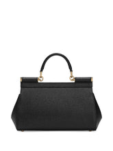 Dolce & Gabbana Sicily Silk & Nylon Allungata Leather Handbag Black