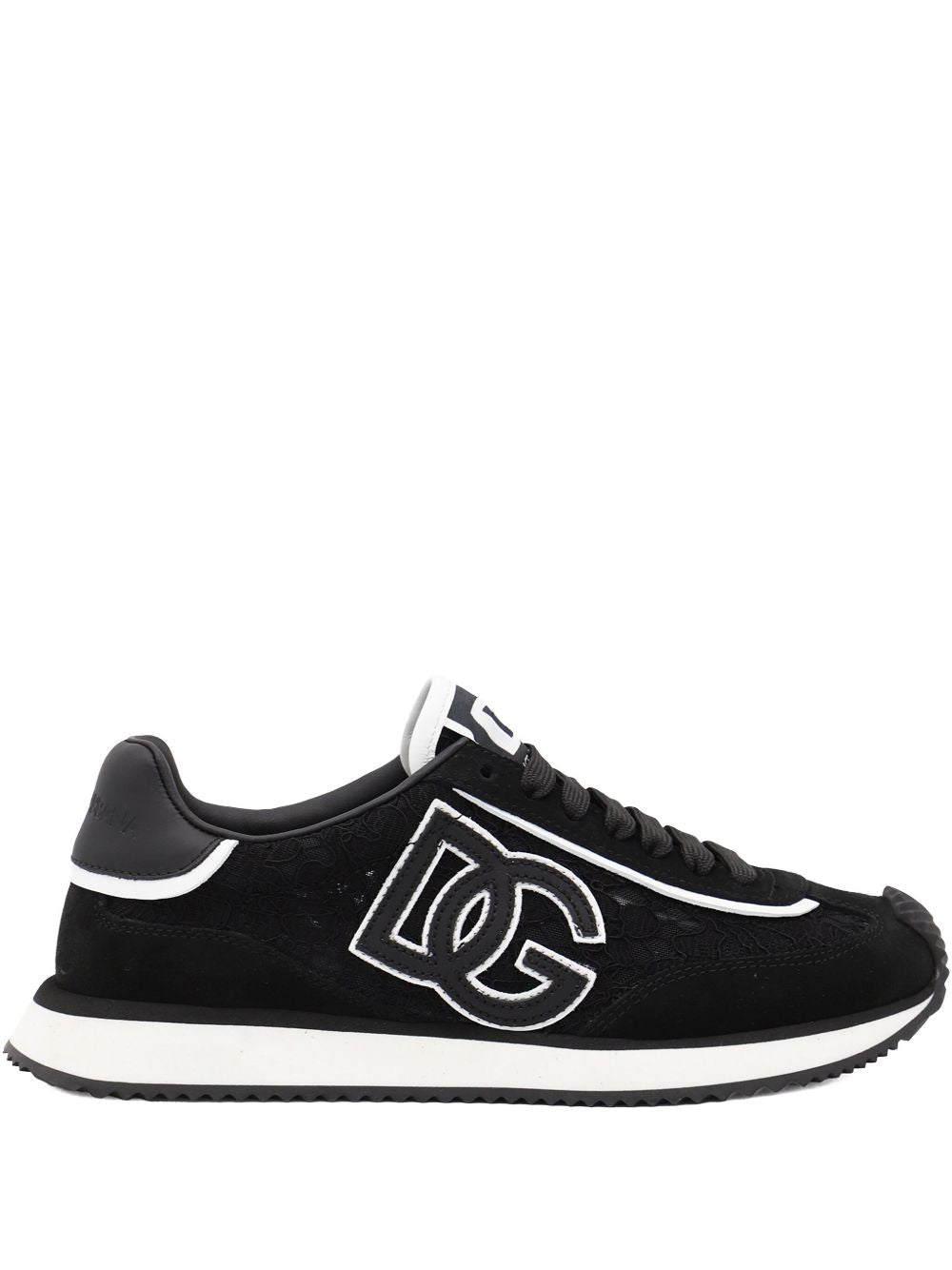 Dolce & Gabbana Silk and Nylon Logo Sneakers Black Black