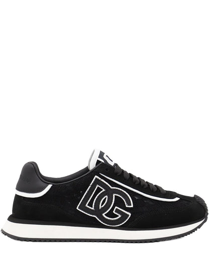 Dolce &amp; Gabbana Silk and Nylon Logo Sneakers Black Black