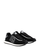 Dolce & Gabbana Silk and Nylon Logo Sneakers Black Black