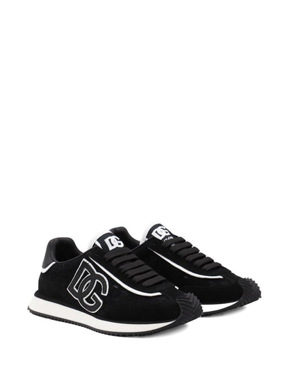 Dolce &amp; Gabbana Silk and Nylon Logo Sneakers Black Black