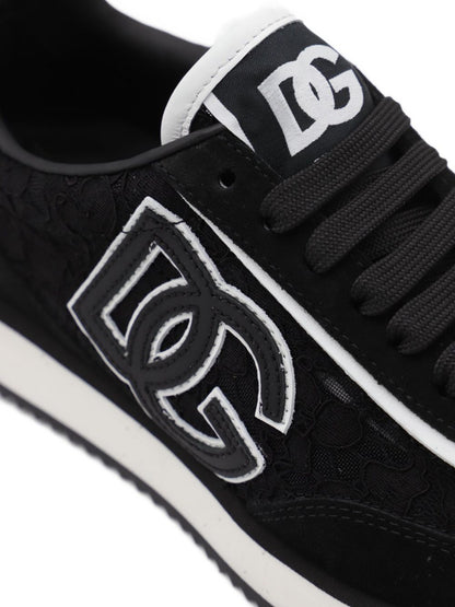 Dolce &amp; Gabbana Silk and Nylon Logo Sneakers Black Black