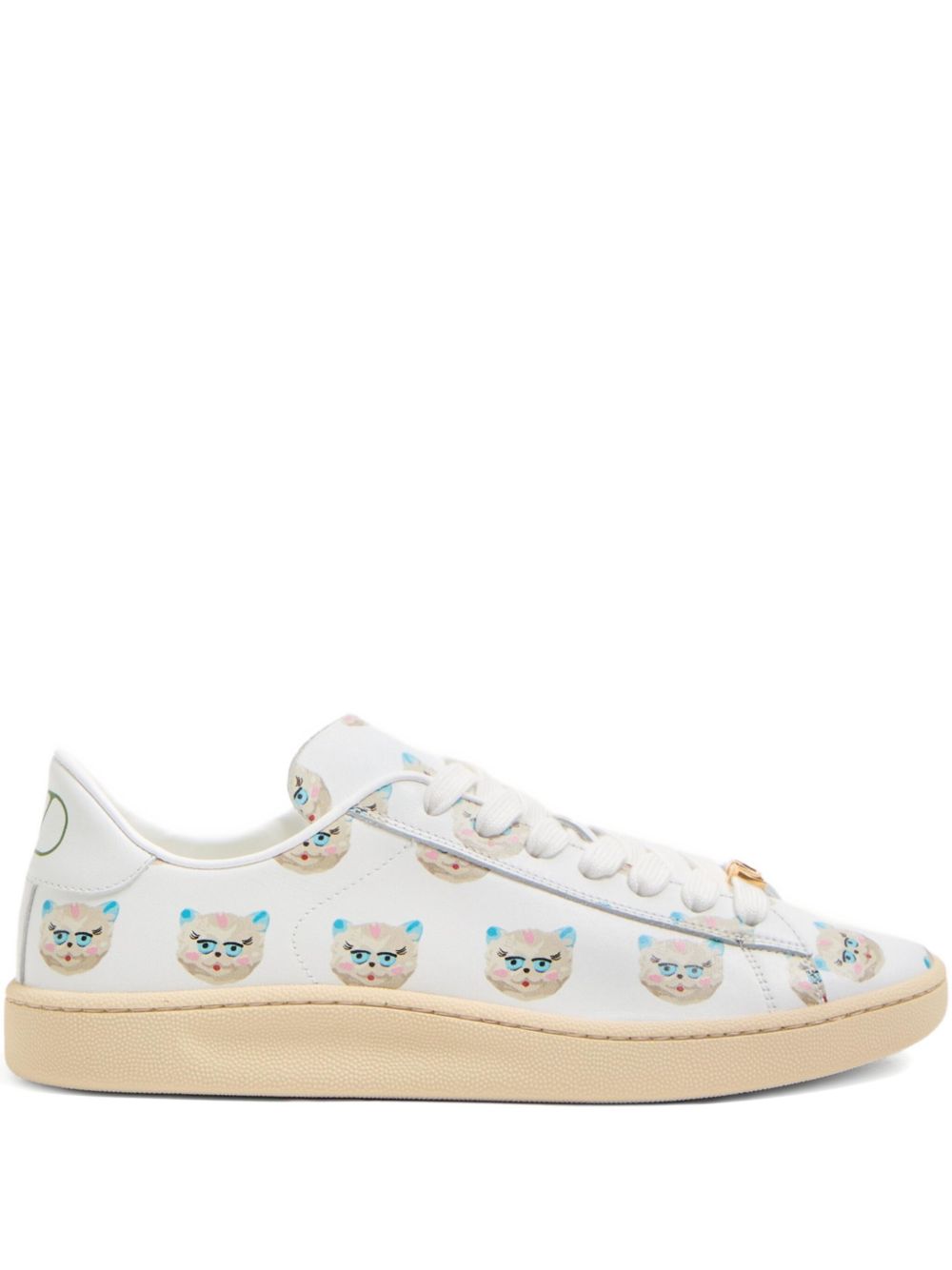 Valentino Garavani Le Chat De La Maison Royco Nappa Calfskin Sneakers White
