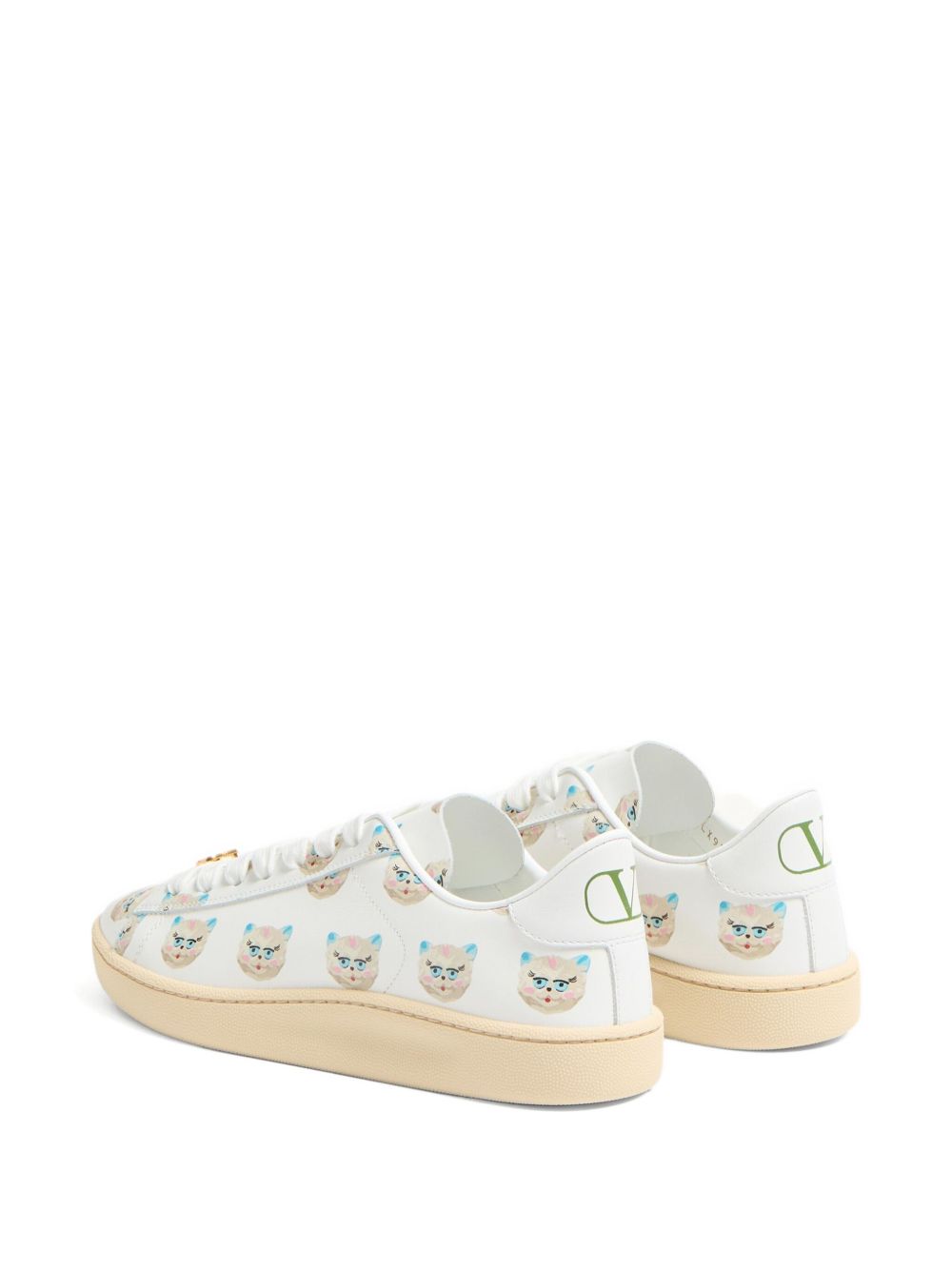 Valentino Garavani Le Chat De La Maison Royco Nappa Calfskin Sneakers White