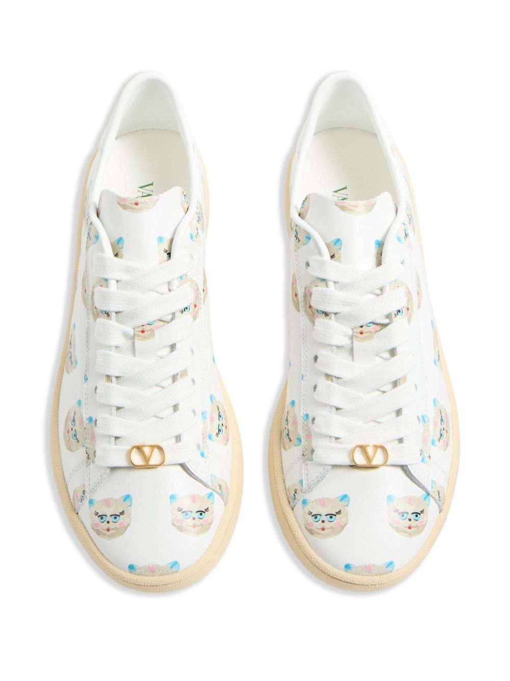 Valentino Garavani Le Chat De La Maison Royco Nappa Calfskin Sneakers White