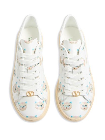 Valentino Garavani Le Chat De La Maison Royco Nappa Calfskin Sneakers White