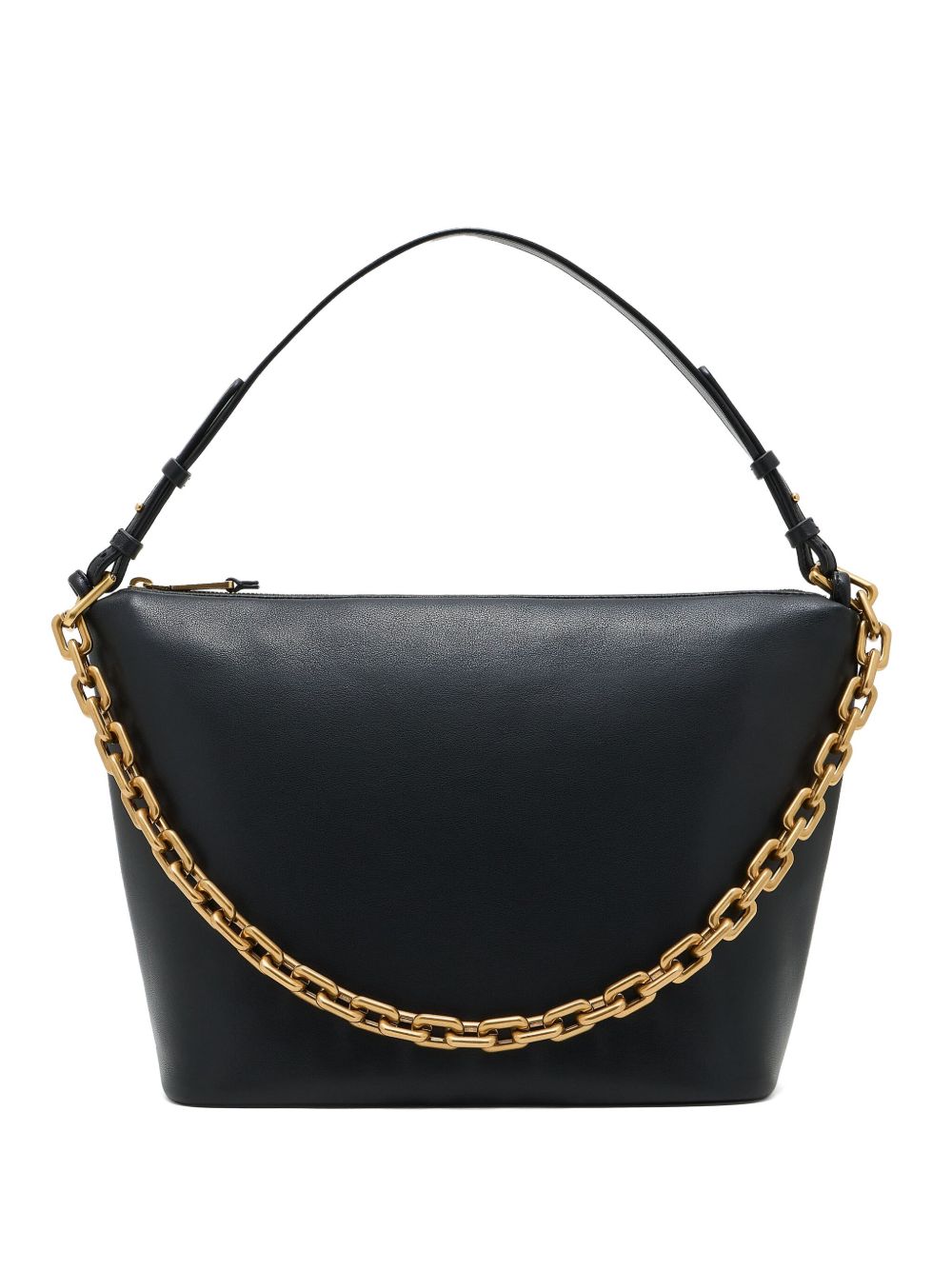 Emporio Armani Medium Leather Hobo Bag with Gold-Tone Chain Black